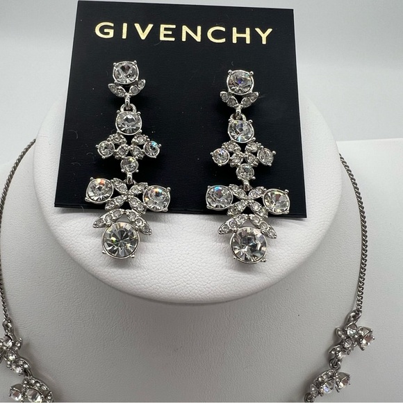 Givenchy Signed Crystal Necklace & Earring Set – Silver Tone - Picture 8 of 11